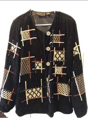 Vintage Alex Kim Art To Wear Embroidered Boho Patchwork Jacket Mixed Media India
